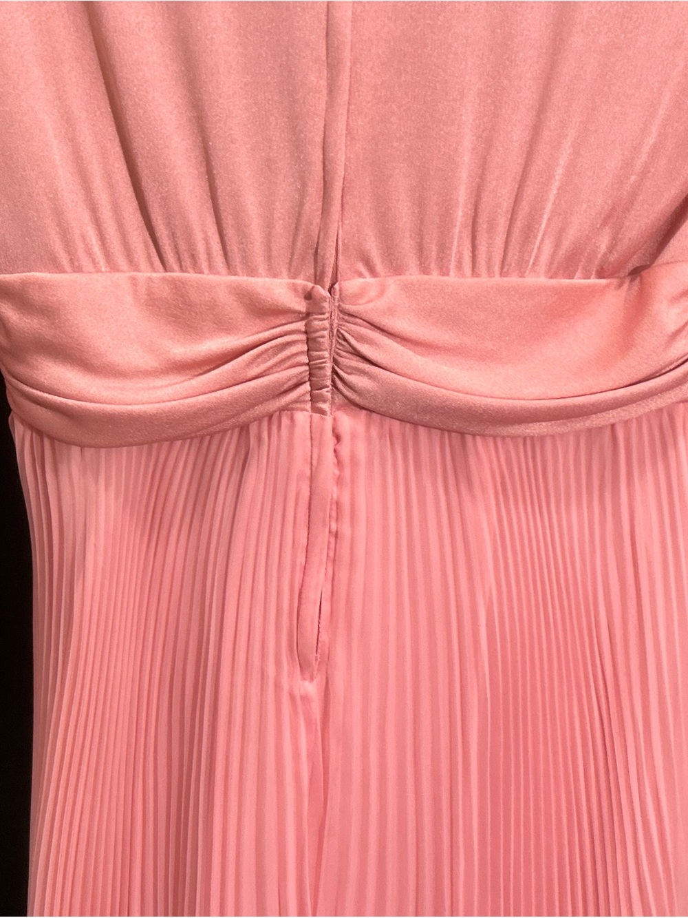 Miss Elliette Blush Pink Pleated V-Neck Long Sleeve Evening Dress - Picture 6 of 8
